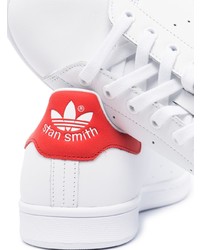 weiße und rote Leder niedrige Sneakers von adidas