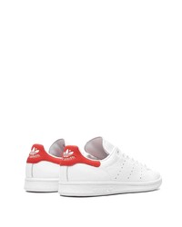 weiße und rote Leder niedrige Sneakers von adidas