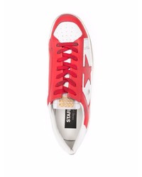 weiße und rote Leder niedrige Sneakers von Golden Goose