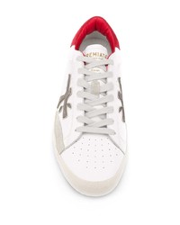 weiße und rote Leder niedrige Sneakers von Premiata