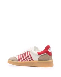 weiße und rote Leder niedrige Sneakers von DSQUARED2