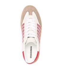 weiße und rote Leder niedrige Sneakers von DSQUARED2