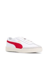 weiße und rote Leder niedrige Sneakers von Puma