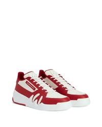 weiße und rote Leder niedrige Sneakers von Giuseppe Zanotti