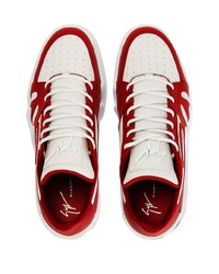 weiße und rote Leder niedrige Sneakers von Giuseppe Zanotti