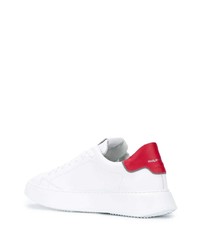 weiße und rote Leder niedrige Sneakers von Philippe Model Paris