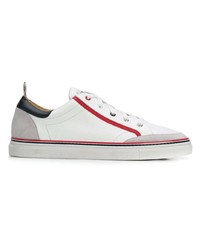 weiße und rote Leder niedrige Sneakers von Thom Browne