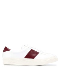 weiße und rote Leder niedrige Sneakers von Tom Ford