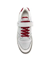 weiße und rote Leder niedrige Sneakers von Saint Laurent