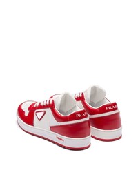 weiße und rote Leder niedrige Sneakers von Prada