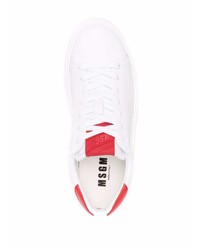 weiße und rote Leder niedrige Sneakers von MSGM