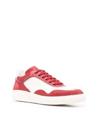 weiße und rote Leder niedrige Sneakers von Corneliani