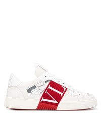 weiße und rote Leder niedrige Sneakers von Valentino Garavani