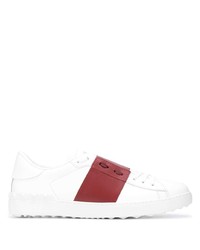 weiße und rote Leder niedrige Sneakers von Valentino Garavani