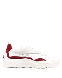 weiße und rote Leder niedrige Sneakers von Valentino Garavani