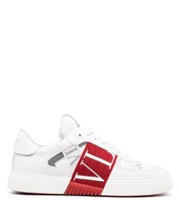 weiße und rote Leder niedrige Sneakers von Valentino Garavani