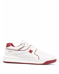 weiße und rote Leder niedrige Sneakers von Valentino Garavani