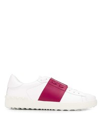 weiße und rote Leder niedrige Sneakers von Valentino