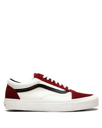 weiße und rote Leder niedrige Sneakers von Vans