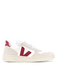 weiße und rote Leder niedrige Sneakers von Veja