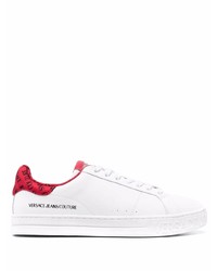 weiße und rote Leder niedrige Sneakers von VERSACE JEANS COUTURE