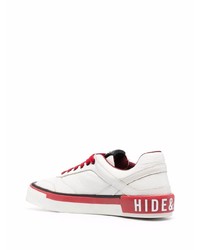 weiße und rote Leder niedrige Sneakers von Hide&Jack