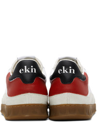 weiße und rote Leder niedrige Sneakers von ekn