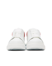 weiße und rote Leder niedrige Sneakers von Alexander McQueen