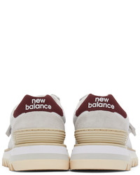 weiße und rote Leder niedrige Sneakers von New Balance