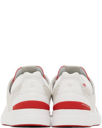 weiße und rote Leder niedrige Sneakers von On