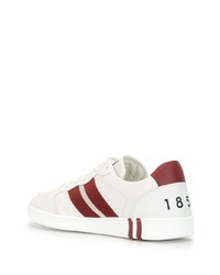 weiße und rote Leder niedrige Sneakers von Bally