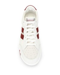 weiße und rote Leder niedrige Sneakers von Bally