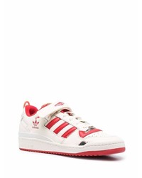 weiße und rote Leder niedrige Sneakers von adidas