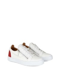 weiße und rote Leder niedrige Sneakers von Giuseppe Zanotti