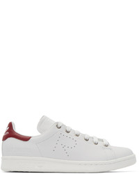 weiße und rote niedrige Sneakers von Adidas By Raf Simons