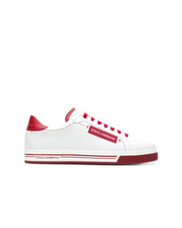 weiße und rote niedrige Sneakers von Dolce & Gabbana