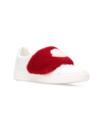 weiße und rote niedrige Sneakers von Moncler