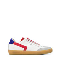 weiße und rote niedrige Sneakers von Leather Crown