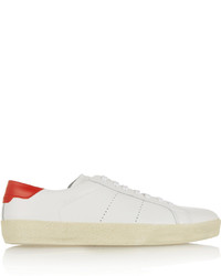 weiße und rote niedrige Sneakers von Saint Laurent