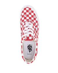 weiße und rote Segeltuch niedrige Sneakers mit Karomuster von Vans