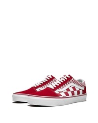 weiße und rote Segeltuch niedrige Sneakers mit Karomuster von Vans