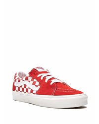 weiße und rote Segeltuch niedrige Sneakers mit Karomuster von Vans