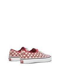 weiße und rote Segeltuch niedrige Sneakers mit Karomuster von Vans