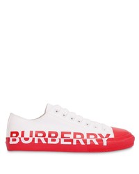 weiße und rote Segeltuch niedrige Sneakers von Burberry