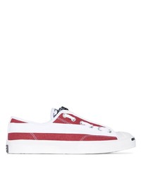 weiße und rote Segeltuch niedrige Sneakers von Converse