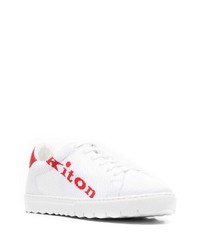 weiße und rote Segeltuch niedrige Sneakers von Kiton
