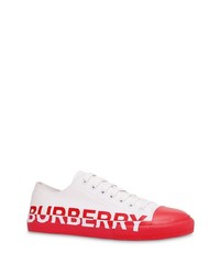 weiße und rote Segeltuch niedrige Sneakers von Burberry