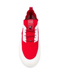 weiße und rote Segeltuch niedrige Sneakers von Tod's