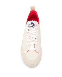 weiße und rote Segeltuch niedrige Sneakers von Diesel