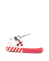 weiße und rote Segeltuch niedrige Sneakers von Off-White